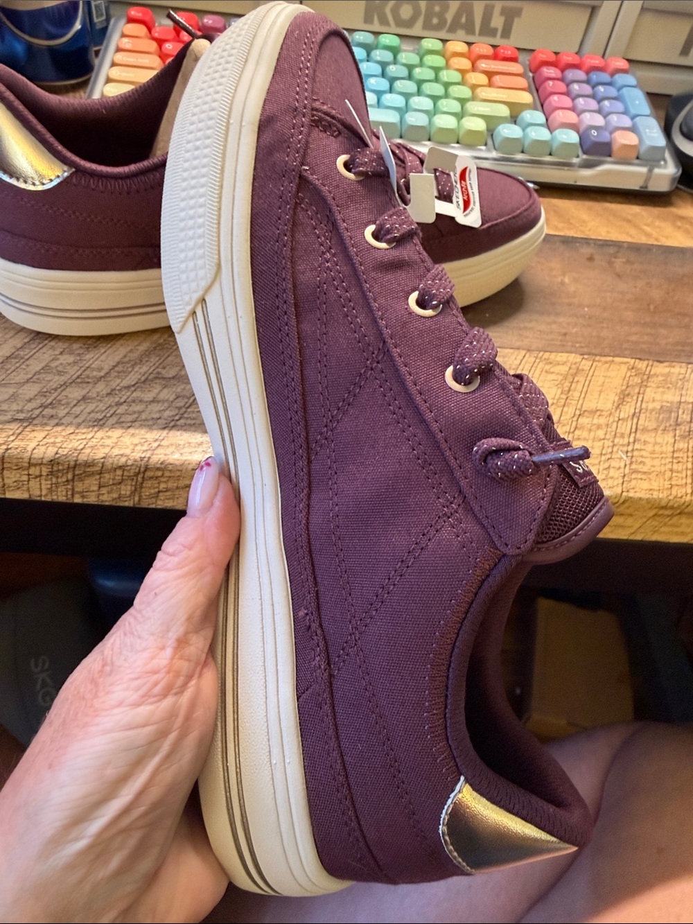 Skechers Women's Wine Slip On Athletic Sneakers - Picture 3 of 4